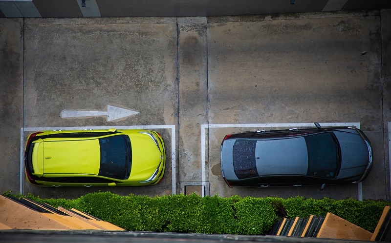 Parallel Parking in Irvine Bird's Eye View of Cars Parked Along a Curb