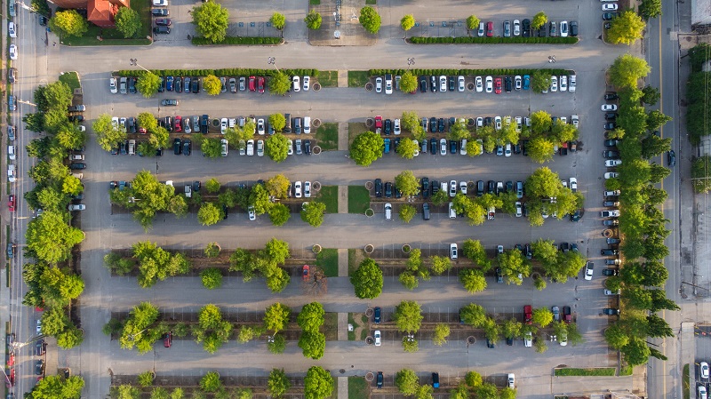 Places to Practice Driving in Huntington Beach Overhead View of a Parking Lot at a Park