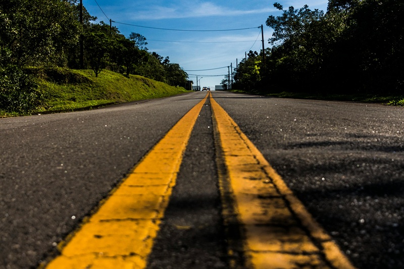 Best Dana Hills High School Behind the Wheel Training Close Up of Yellow Stripes in the Middle of a Road