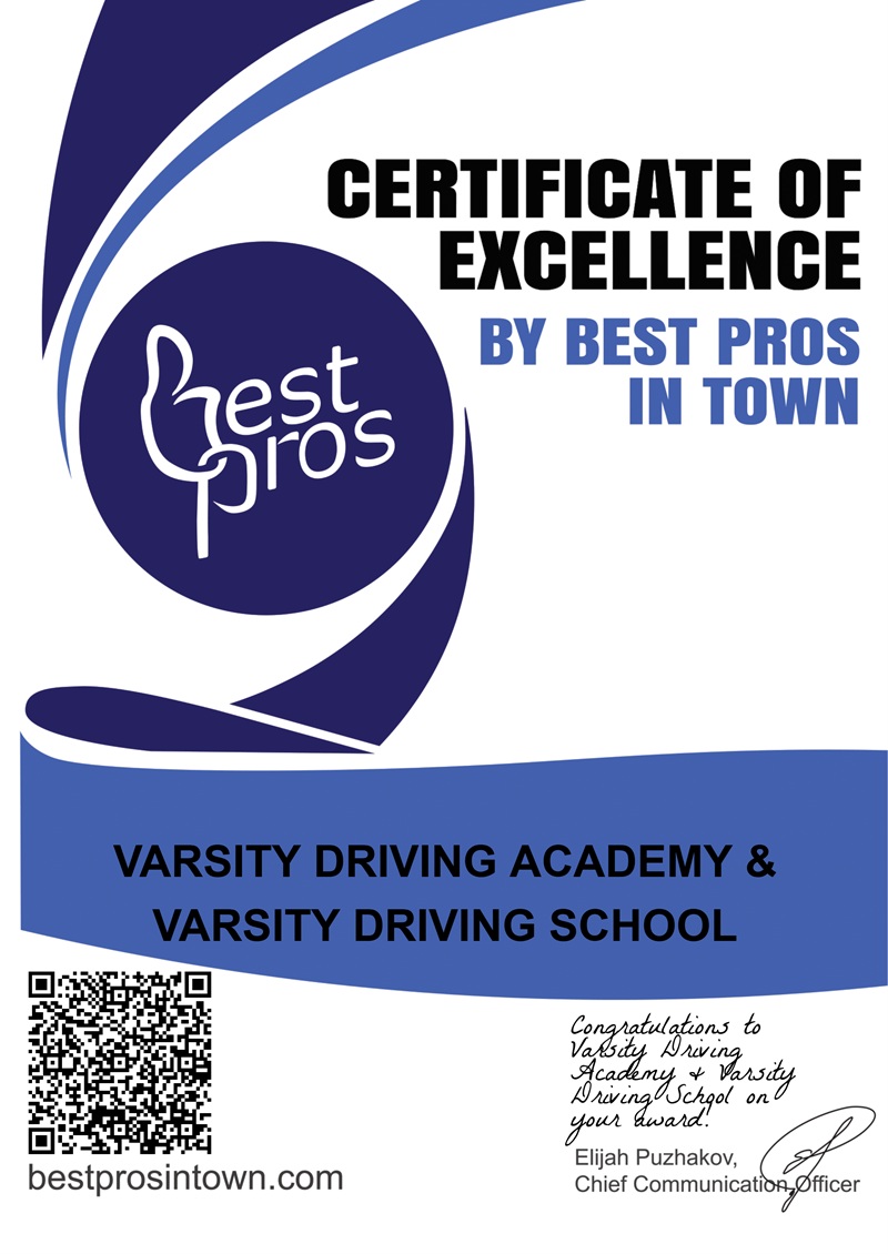 Varsity Driving School is proud to have been voted top driving school in Irvine and will continue providing award-winning services.